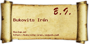 Bukovits Irén névjegykártya